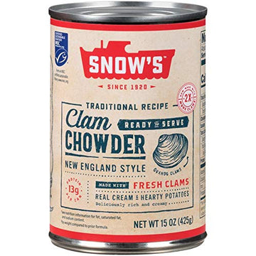 Snow’s New England Style Clam Chowder, Creamy Clam Soup, 15 oz Cans (425 g) (Pack of 4)