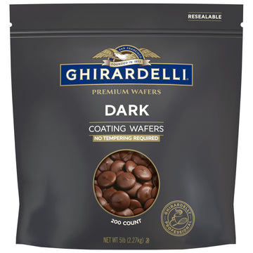 Ghirardelli Premium Dark Coating Wafers, 5 lb Bag, Bulk Confectionery Coating