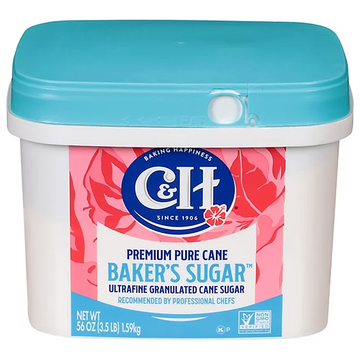 C&H Professional Baker's Sugar Ultrafine, 3.5 lb Resealable Tub, Pack of 2