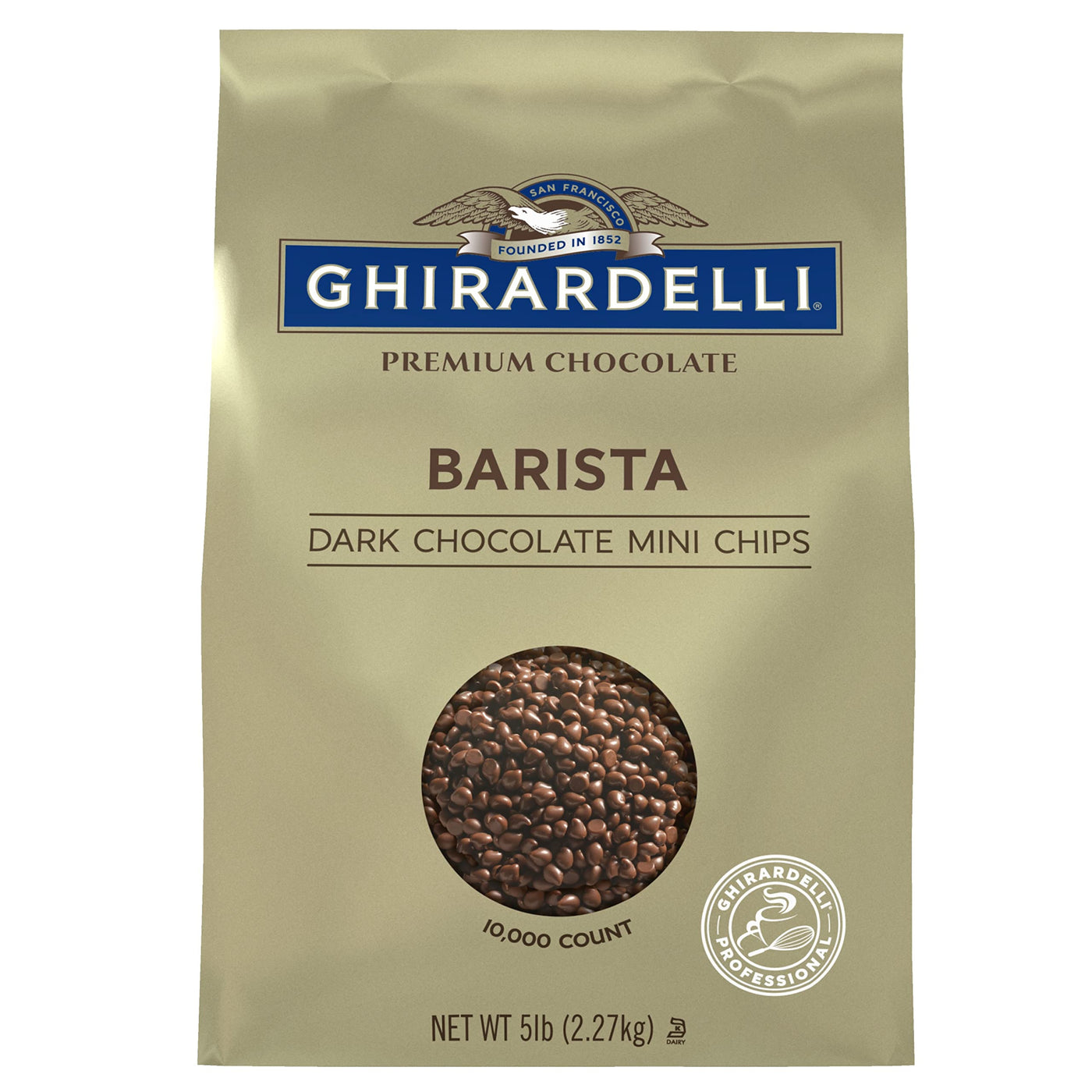 Ghirardelli Dark Chocolate Barista Mini Chips, 10,000 per lb, 5 lb Bags (Pack of 2)