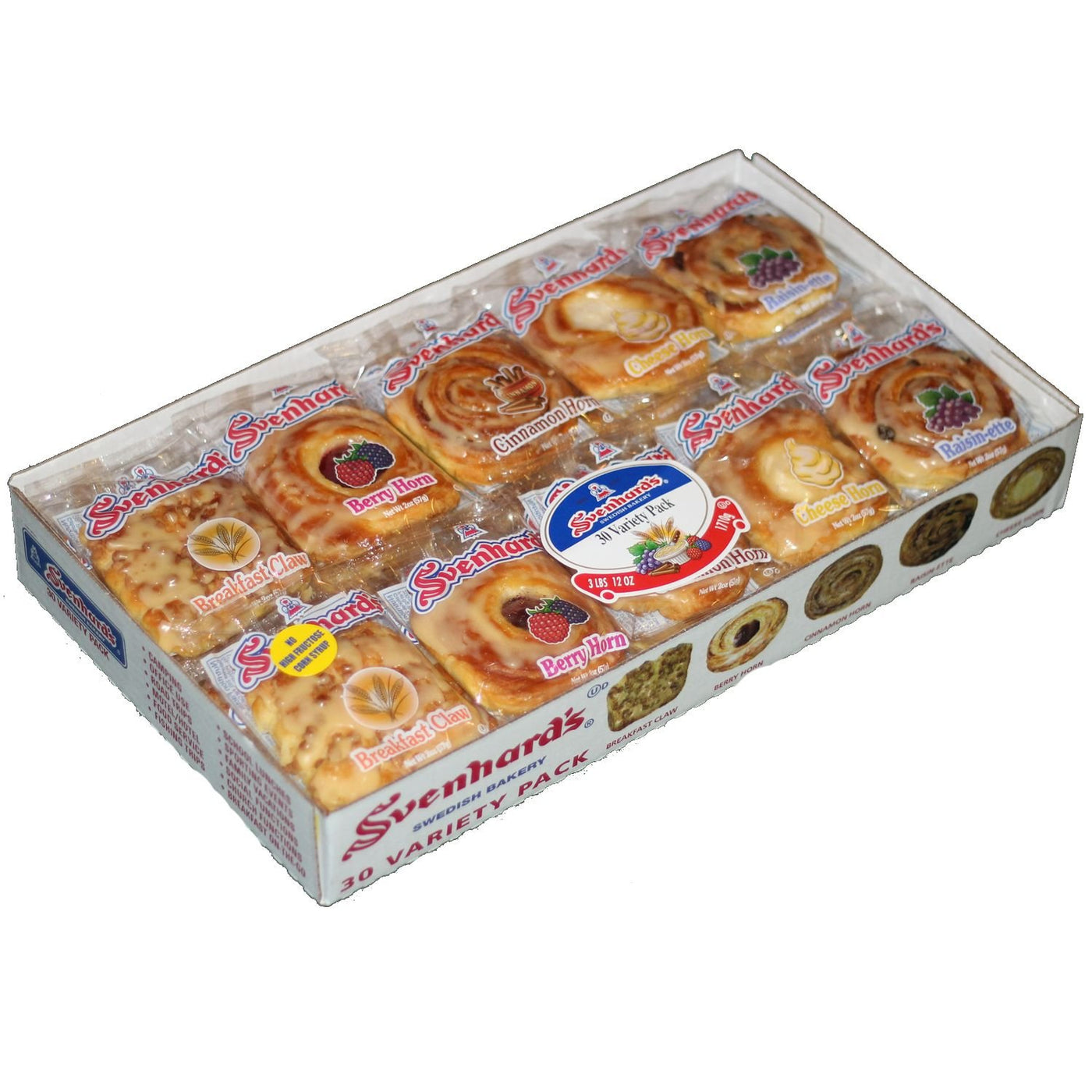 Svenhard's Variety Danish Pastries, Cinnamon, Berry and Cheese, 30 Count