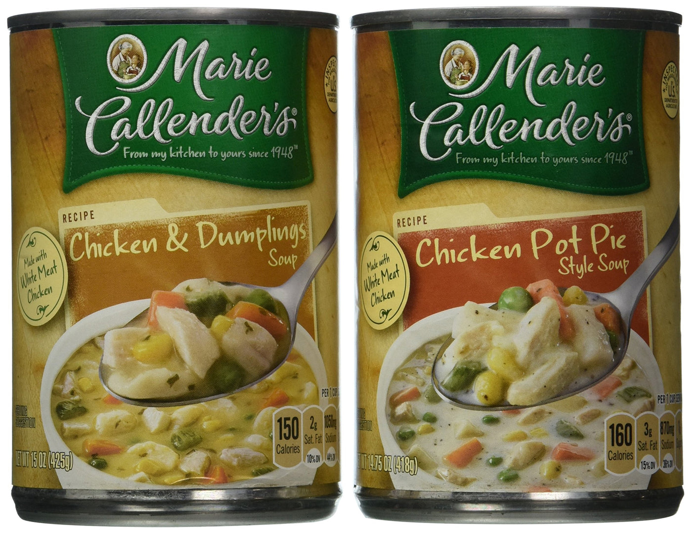 Marie Callender’s Chicken Soup Variety Pack, Chicken Pot Pie & Chicken & Dumplings, 8 Count