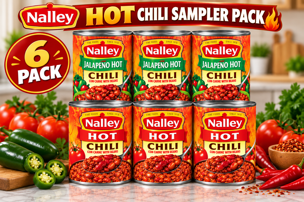 Nalley Hot Chili Variety Sampler Pack, 14 oz Cans, Jalapeno Hot & Hot Chili, Pack of 6