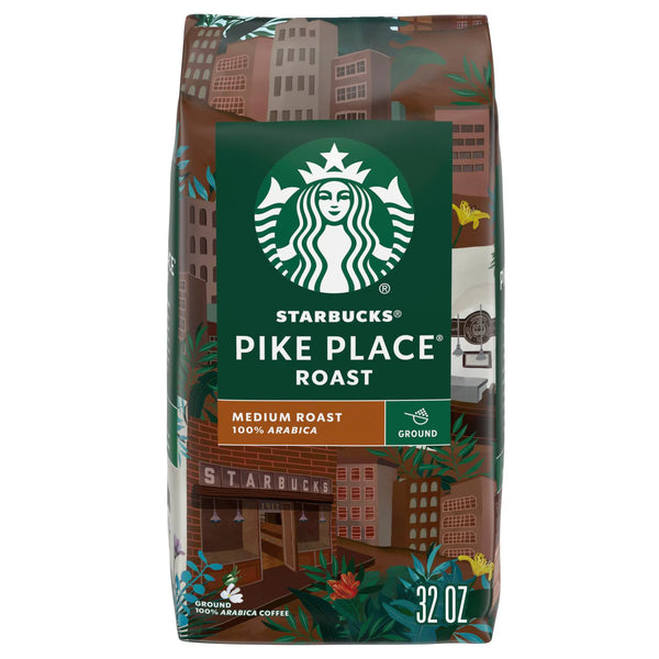 Starbucks Medium Roast Ground Coffee, Pike Place, 32 oz