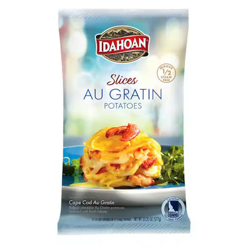 Idahoan SLICES Au Gratin Potatoes, 20.35 oz Pouches, Pack of 12