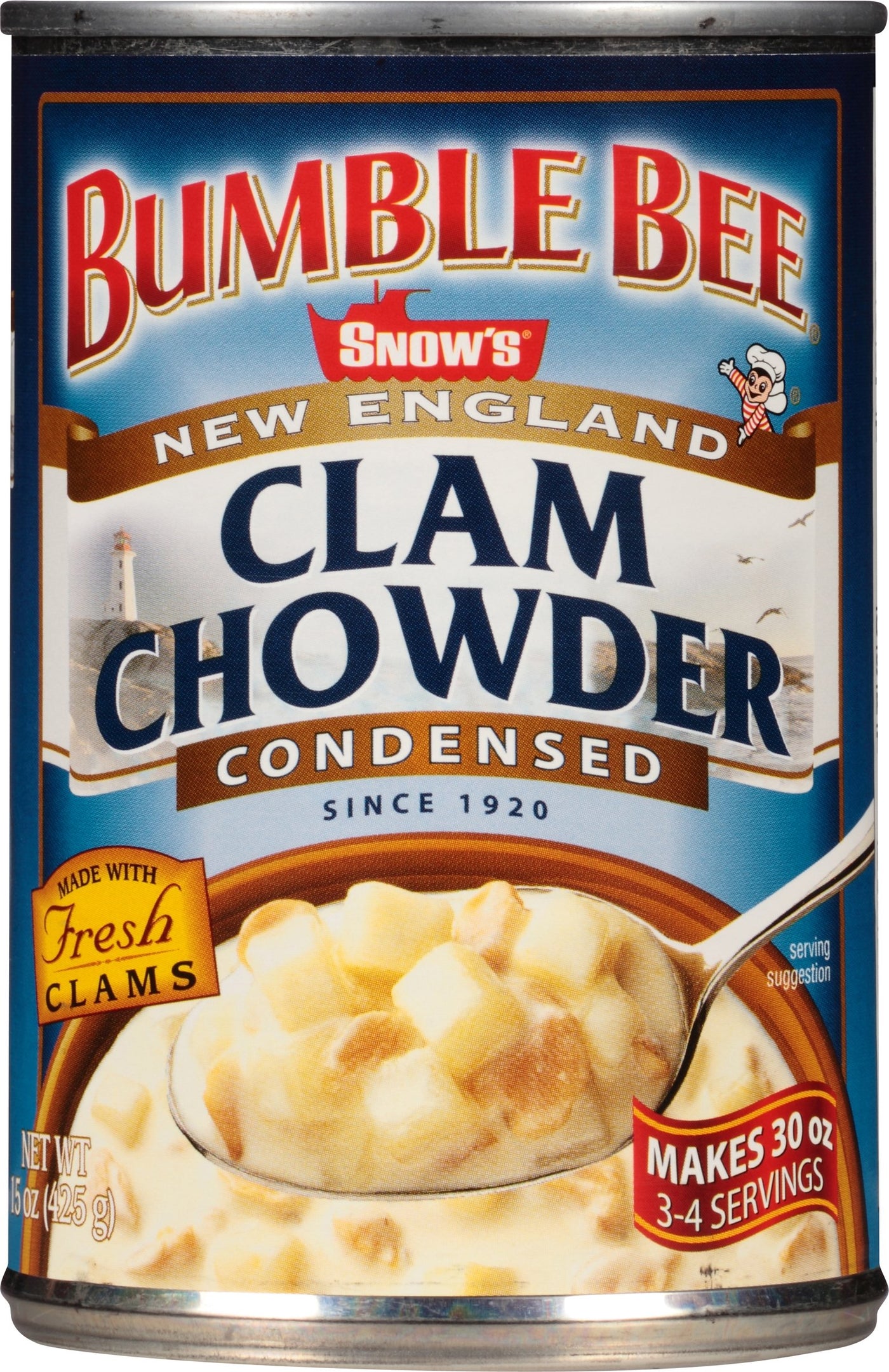 Snow’s by Bumble Bee Ready to Serve New England Clam Chowder, 15 oz Cans (Pack of 12), Authentic Seafood Soup