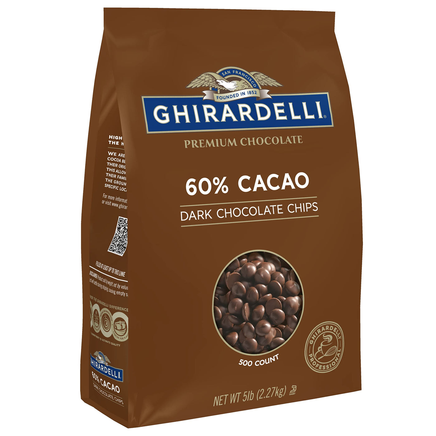 Ghirardelli 60% Cacao Dark Chocolate Chips, 5 lb Bags (Pack of 2), Bulk Baking Chocolate