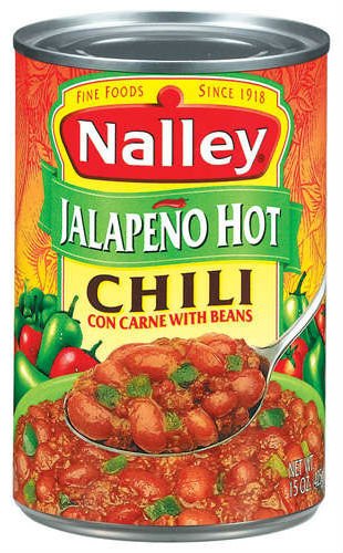 Nalley Jalapeño Hot Chili Con Carne with Beans, 15 oz Cans, Pack of 3