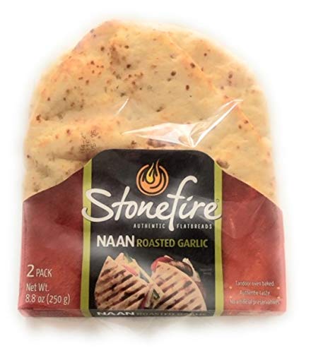 Stonefire Naan Fresh Authentic Flatbreads, Garlic Flavor, 8.8 Oz Pack of 3