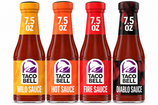 Taco Bell Hot Sauce Variety Pack, Mild, Hot, Fire & Diablo, 7.5 oz Bottles, Pack of 4