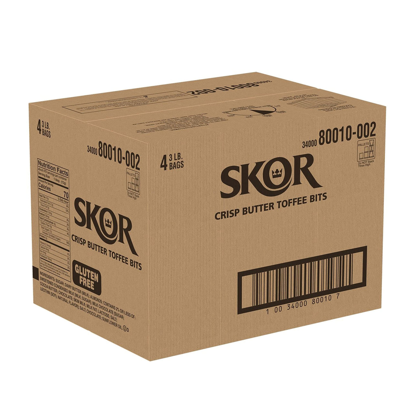 SKOR Crisp Butter Toffee Bits Candy, Gluten Free, 3 lb Bags (4 Count), Bulk Baking & Dessert Topping