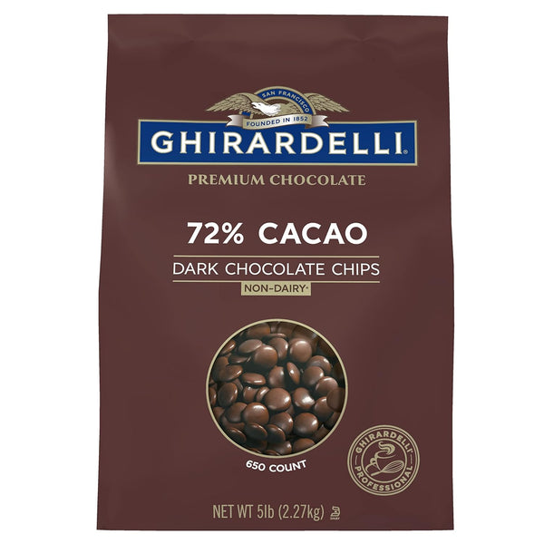 Ghirardelli 72% Cacao Dark Chocolate Chips, 5 lb Bag