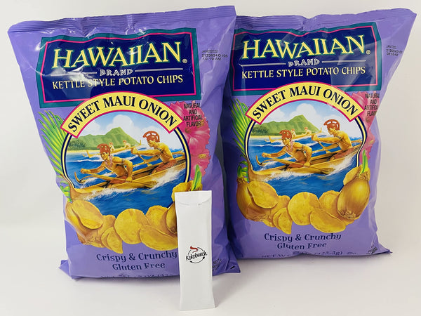 Hawaiian Kettle Style Potato Chips Sweet Maui Onion, 13 oz, Pack of 2