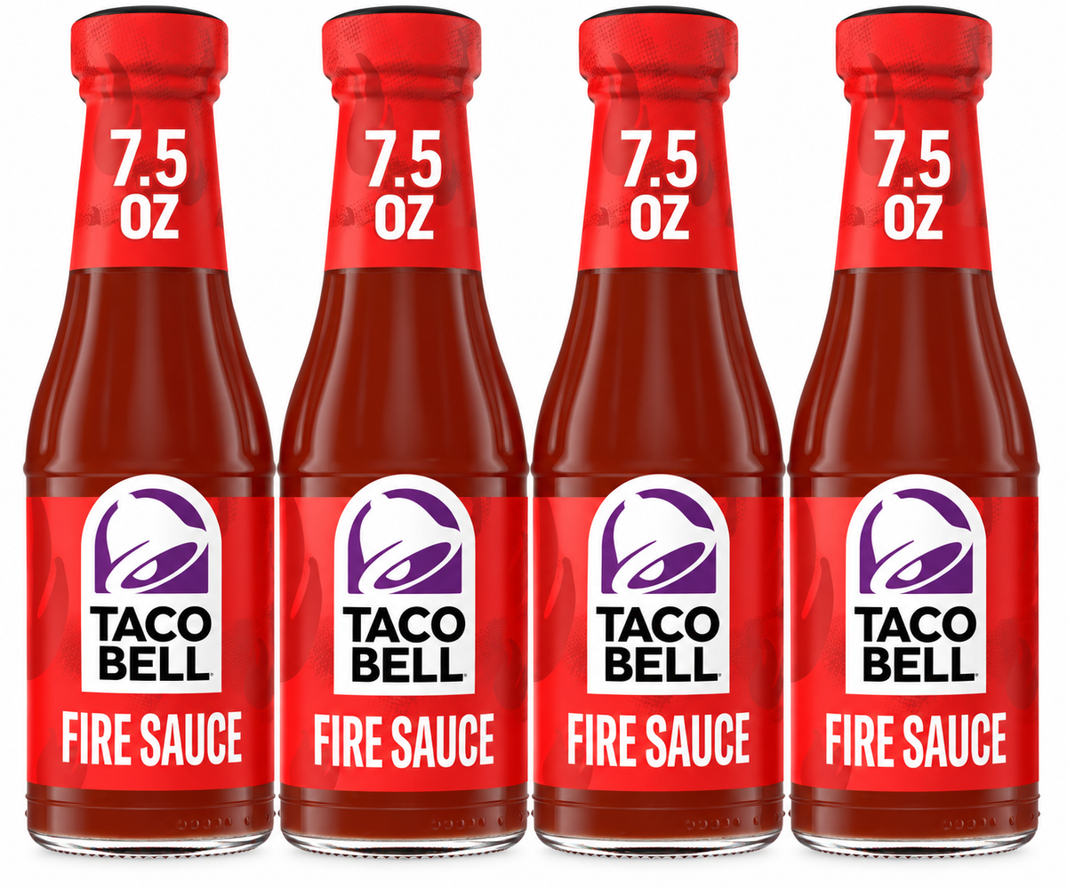 Taco Bell Fire Hot Taco Sauce, 7.5 oz Bottles, (Pack of 4)