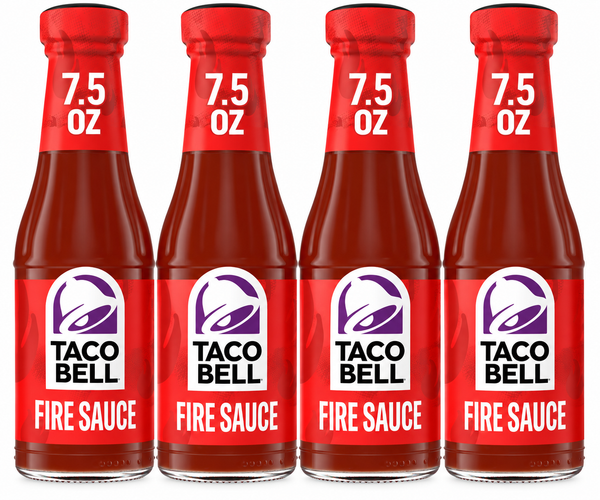 Taco Bell Fire Hot Taco Sauce, 7.5 oz Bottles, (Pack of 4)