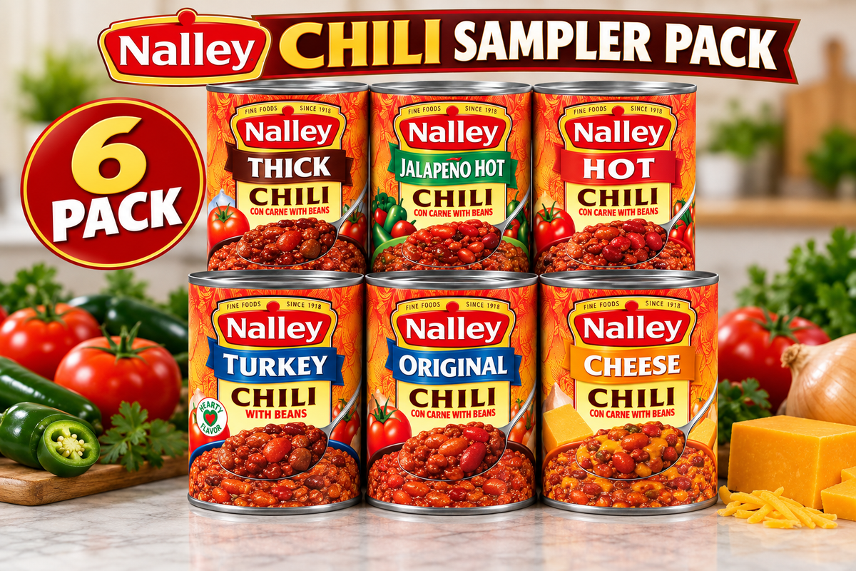 Nalley Chili Variety Sampler Pack, 14 oz Cans, 6 Flavors, Pack of 6