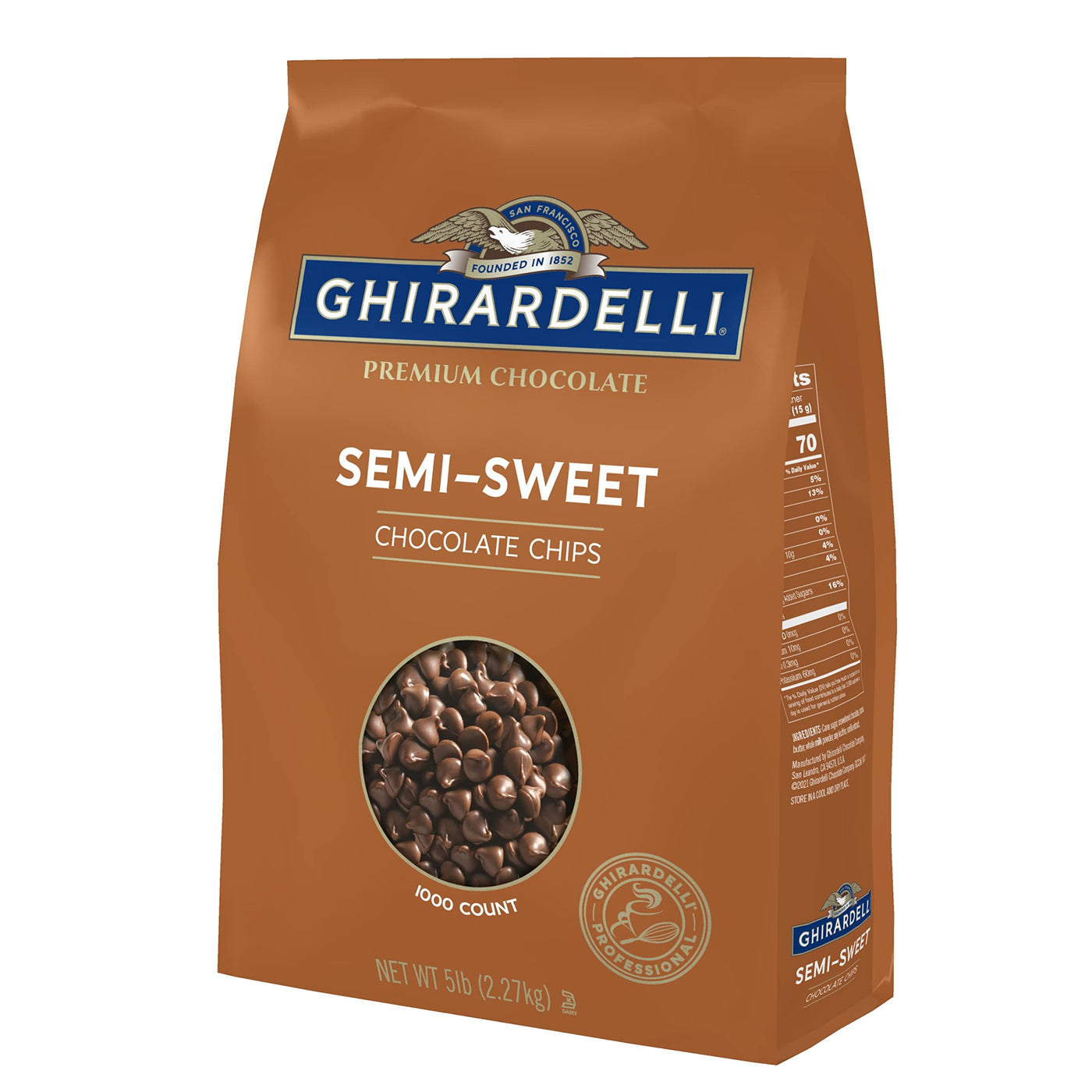 Ghirardelli Semi-Sweet Chocolate Chips, 1000M, 5 lb Bags (Pack of 2), Bulk Baking Chocolate