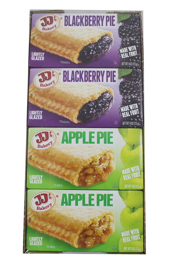 JJ's Bakery Fruit Pie Variety Pack, Apple and Blackberry, 12 Pies Total, 4 oz Each