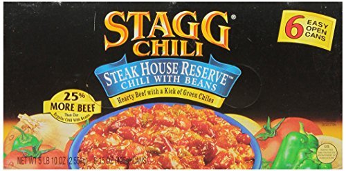 Stagg Steakhouse Reserve Chili with Beans, Hearty Beef Chili, 15 oz Cans (Pack of 6)