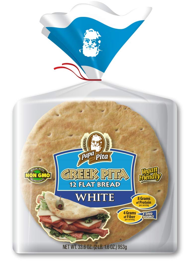 Papa Pita Greek Pita Bread – 12 Count (33.6 oz) | White, Non-GMO & Vegan
