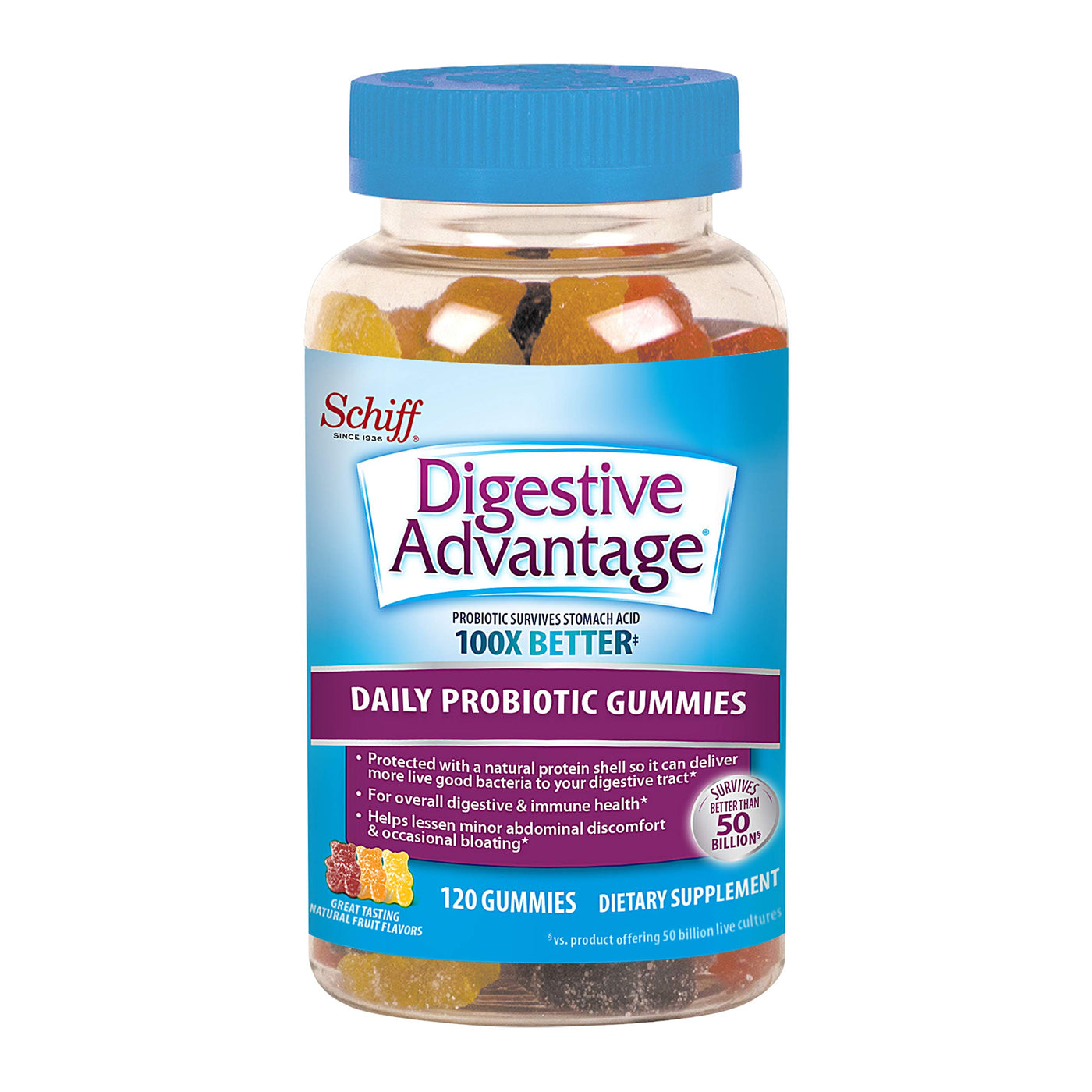 Digestive Advantage Daily Probiotic Gummies for Digestive Health, 120 Count