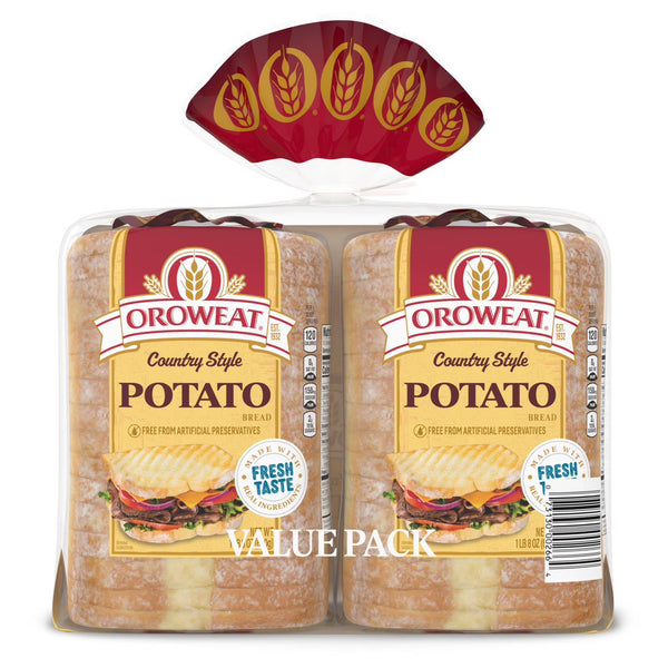 Oroweat Country Potato Sliced Bread, 24 oz Loaves (Pack of 2), Soft Sandwich Bread