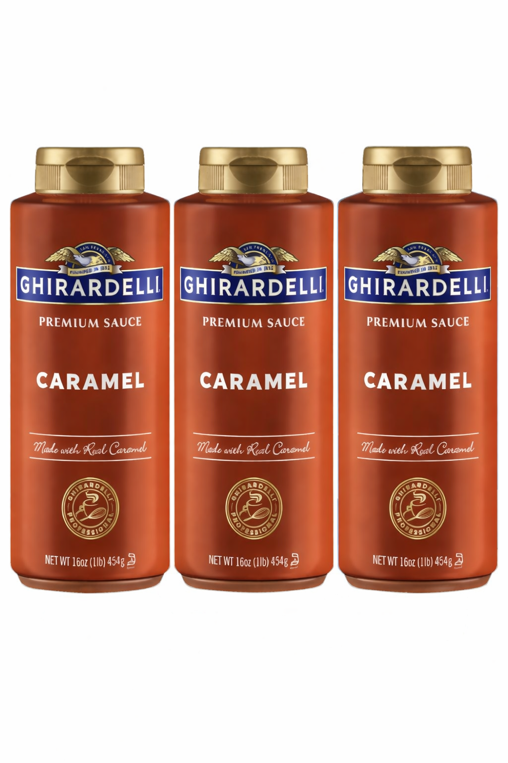 Ghirardelli Caramel Sauce, 16 oz Squeeze Bottles (Pack of 3), Premium Dessert & Coffee Topping