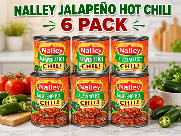 Nalley Jalapeno Hot Chili Con Carne with Beans, 14 oz Cans, Pack of 6