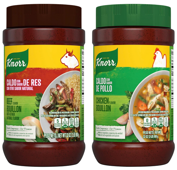 Knorr Granulated Bouillon Variety Pack, Chicken & Beef Flavor, 32 oz Jars (2 Pack), Bulk Cooking Base