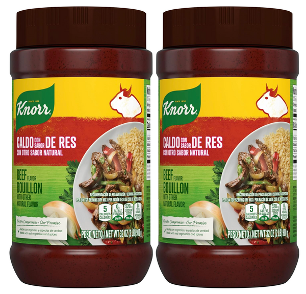 Knorr Granulated Bouillon Beef Flavor, 32 oz Jars (Pack of 2), Bulk Cooking & Foodservice Base