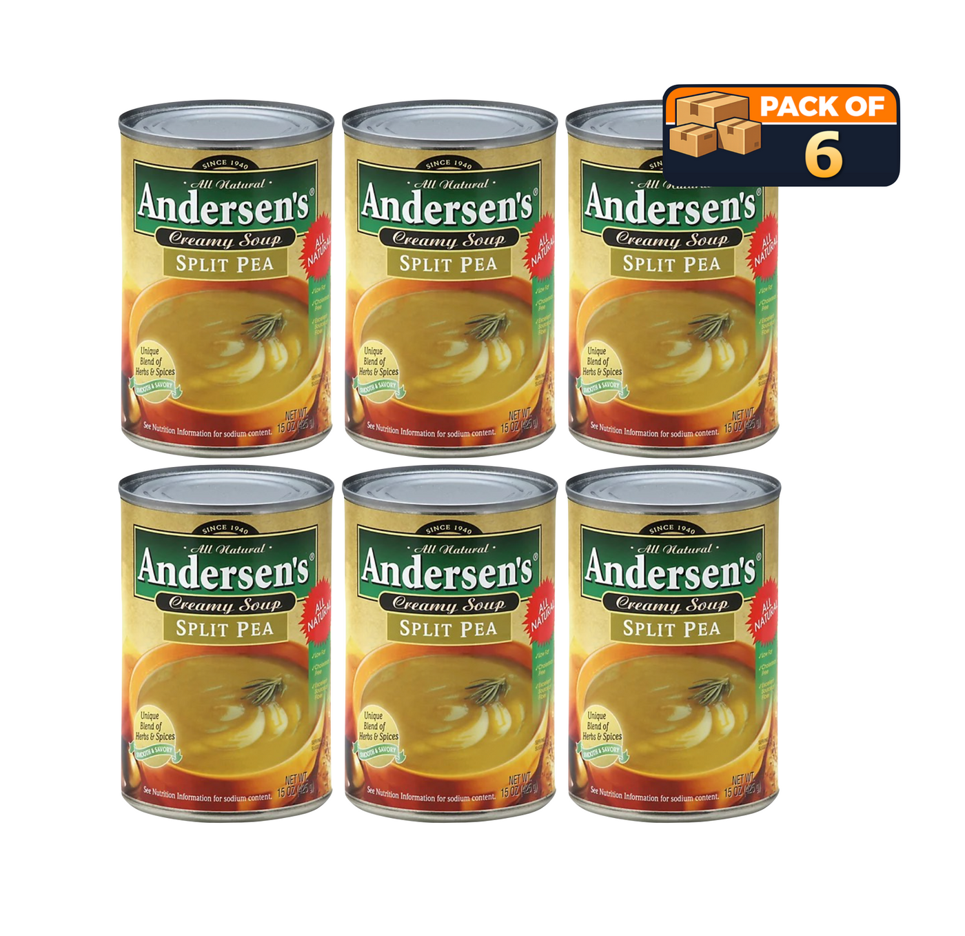 Andersen’s Original Split Pea Soup, 15 oz Cans — Pack of 6