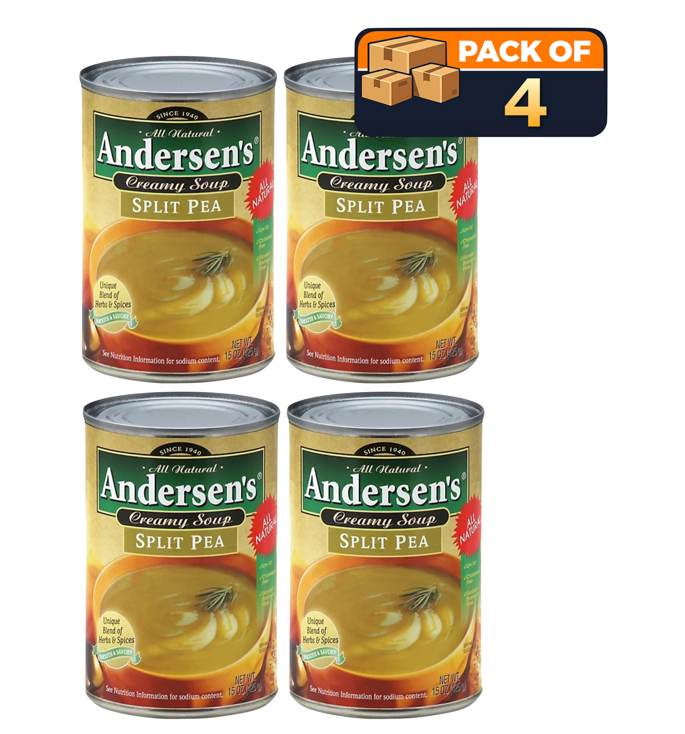 Andersen’s Original Split Pea Soup, 15 oz Cans — Pack of 4