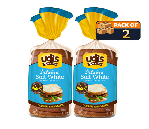 Udi’s Gluten Free Delicious White Sandwich Bread, Soft Sliced Bread (2 Pack)
