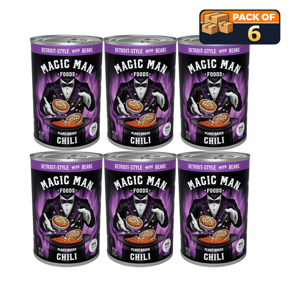 Magic Man Plant-Based Detroit Style Chili with Beans, 15 oz Cans, Pack of 6, Vegan, Gluten Free, Soy Free, Seed Oil Free
