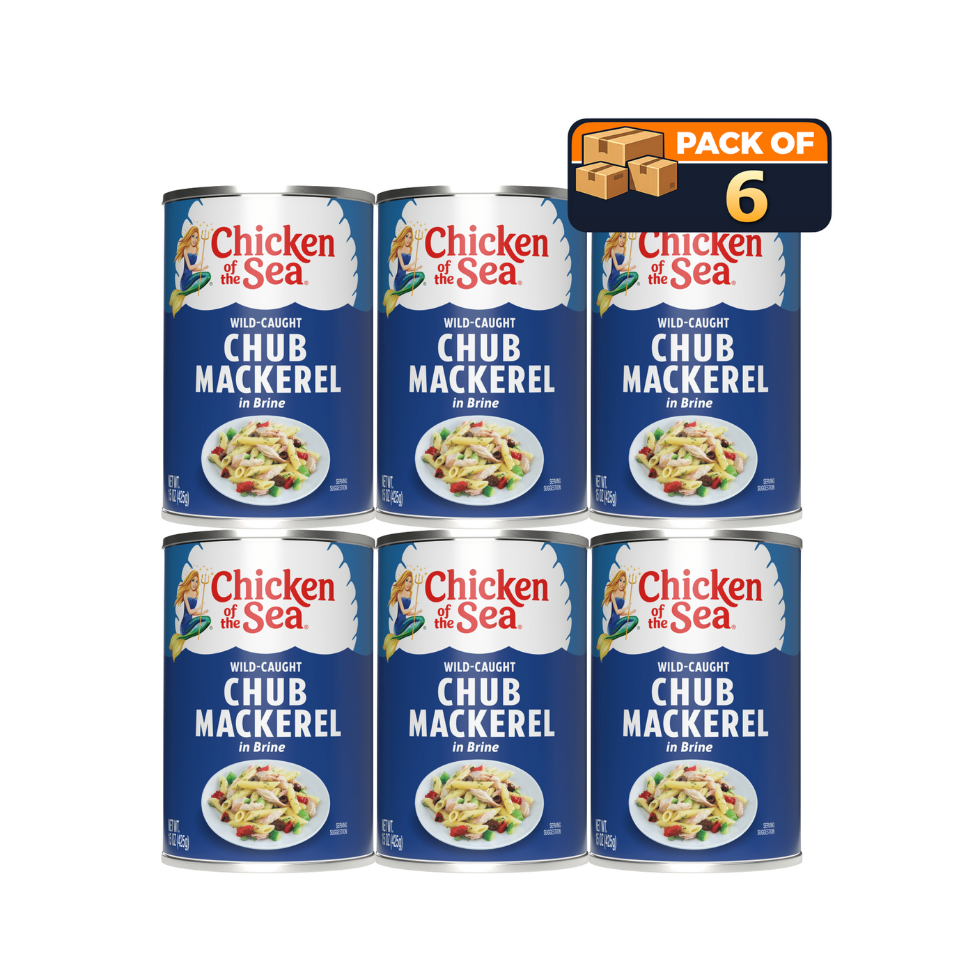 Chicken of the Sea Chub Mackerel, 15 oz Cans, Pack of 6