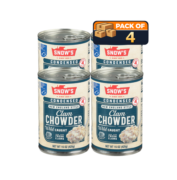 Snow’s Condensed New England Style Clam Chowder, 15 oz Cans, Pack of 4