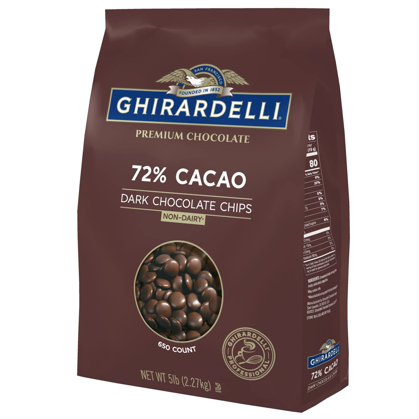Ghirardelli 72% Cacao Dark Chocolate Chips, 5 lb Bags (Pack of 2), Premium Bulk Baking Chocolate
