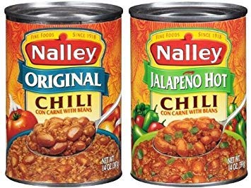 Nalley Original & Jalapeno Hot Chili Con Carne with Beans, 15 oz Cans, Pack of 6