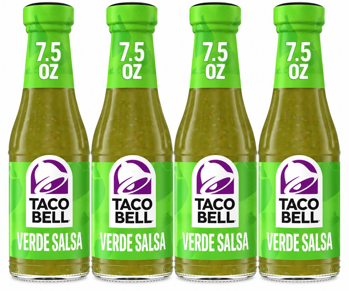 Taco Bell Salsa Verde Green Taco Sauce, 7.5 oz Bottles, (Pack of 4)