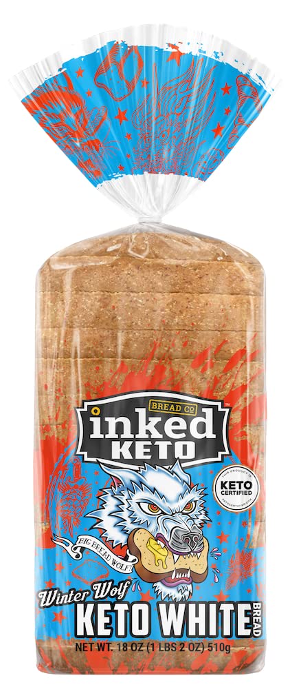 Inked Keto Winter Wolf White Bread, 18 oz Loaves, Pack of 2 – No Sugar Added Keto Bread
