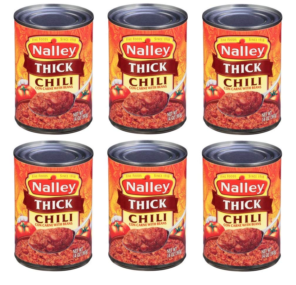Nalley Thick Chili Con Carne with Beans, Hearty Beef Chili, 14 oz Cans (Pack of 6)