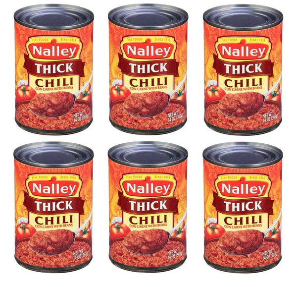 Nalley Thick Chili Con Carne with Beans, Hearty Beef Chili, 14 oz Cans (Pack of 6)