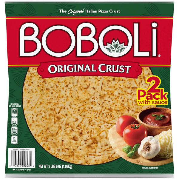 Boboli 12 Inch Pizza Crust, Ready-to-Bake Family Size Pizza Crusts, Twin Pack (2 Count, 38 oz)