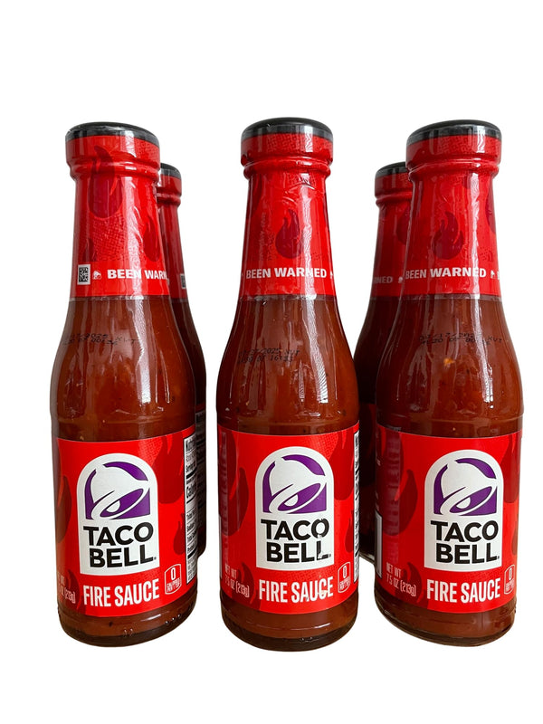 Taco Bell Fire Sauce, 7.5 oz Bottles (Pack of 6), Bold & Spicy Hot Sauce for Tacos, Burritos & Nachos