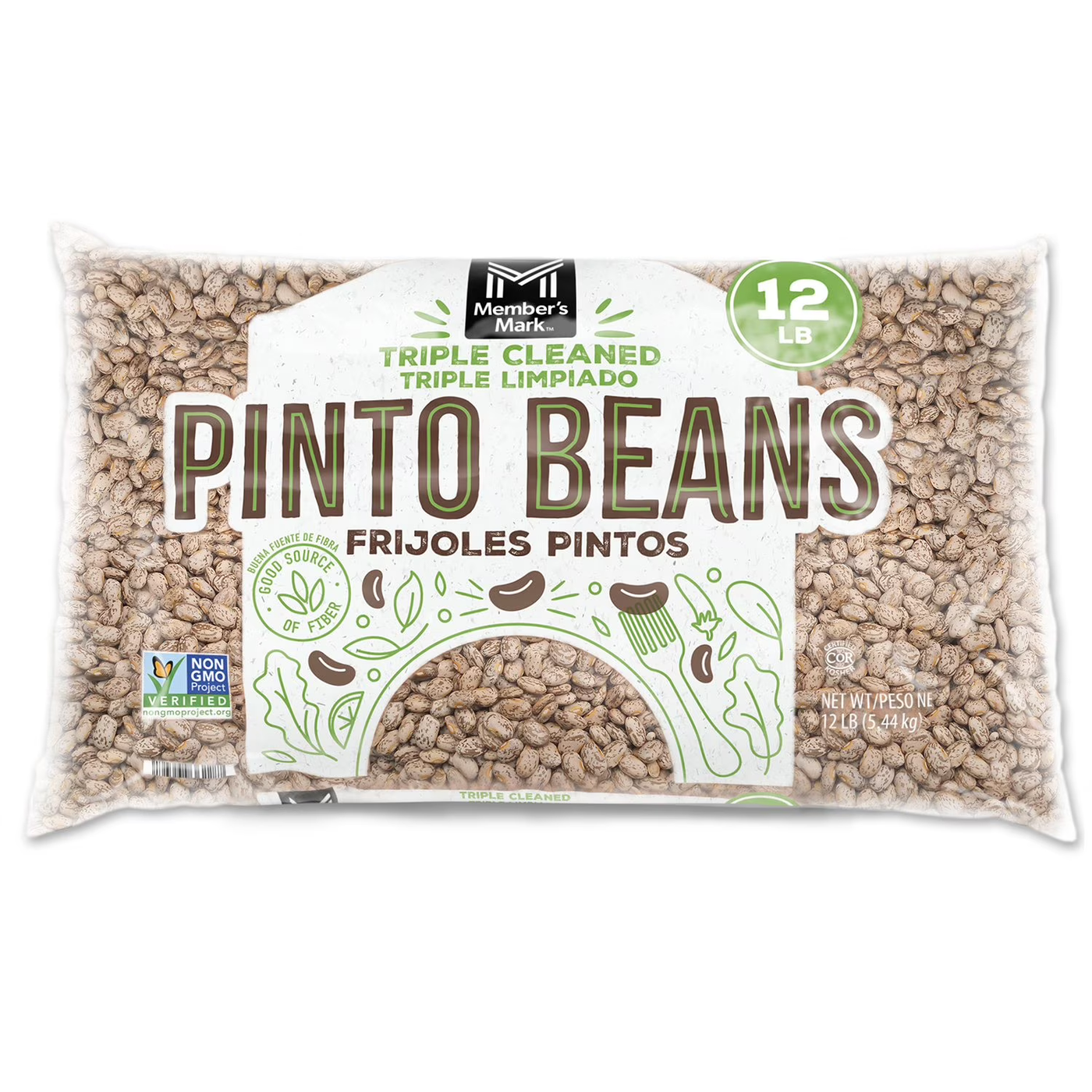 Member’s Mark Pinto Beans, Dry Bulk Beans, 12 lb Bag