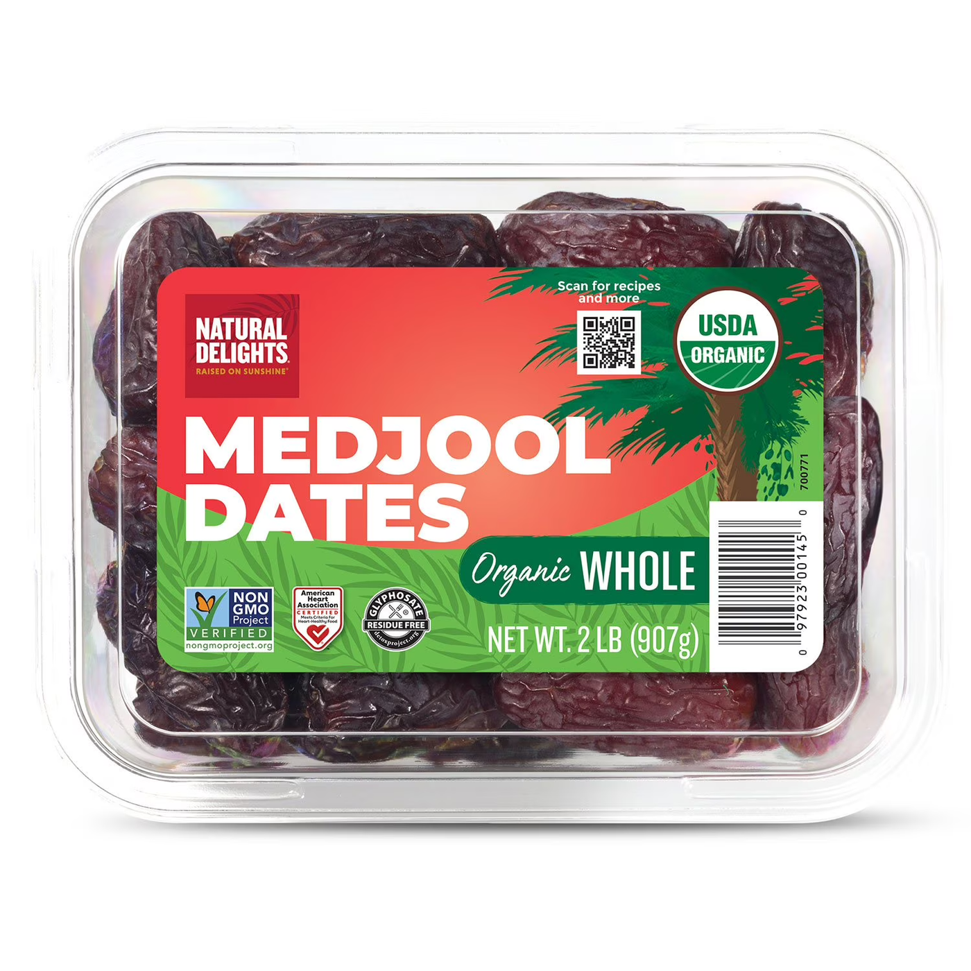 Natural Delights Organic Whole Medjool Dates, 2 lb Resealable Pack