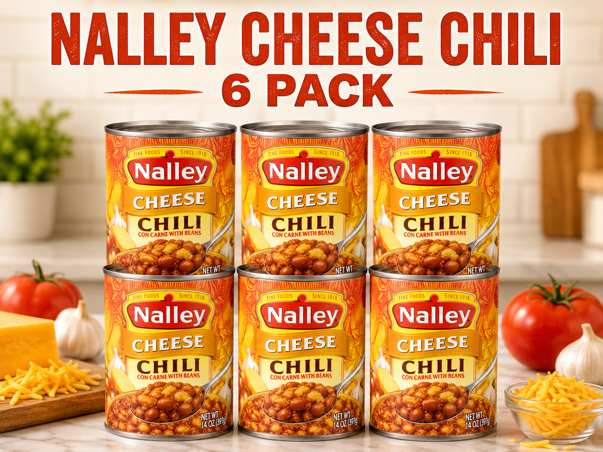 Nalley Cheddar Cheese Chili Con Carne with Beans, 14 oz Cans, Pack of 6