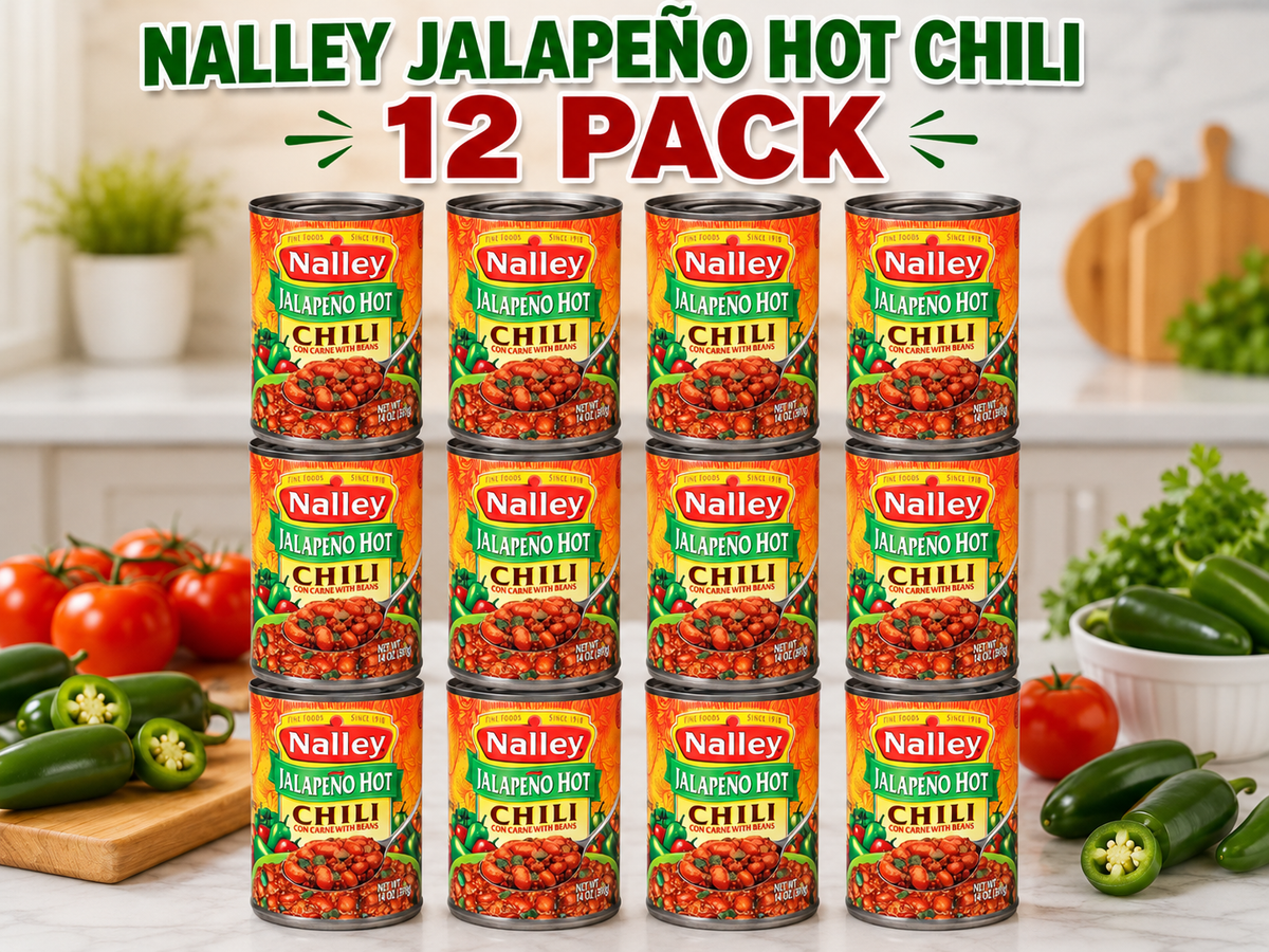 Nalley Jalapeno Hot Chili Con Carne with Beans, 14 oz Cans, Pack of 12